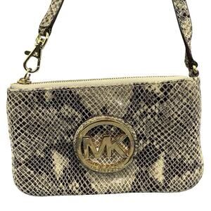 Michael Kors Leather Wristlet with Snake Skin Print